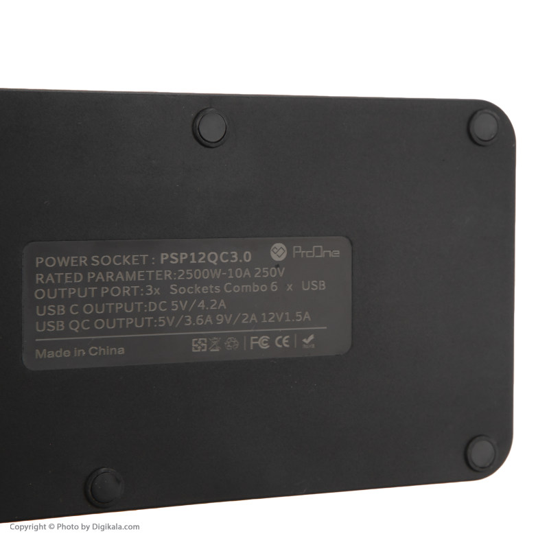 چندراهی برق و محافظ ولتاژ پرووان مدل PSP12QC3.0